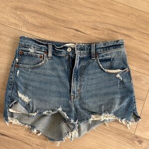 Abercrombie & Fitch Blue Jean Shorts Distressed Mid-Thigh